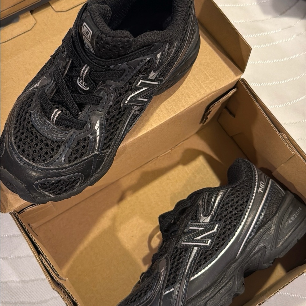 New Balance Kids Black Mesh & Synthetic Sneakers